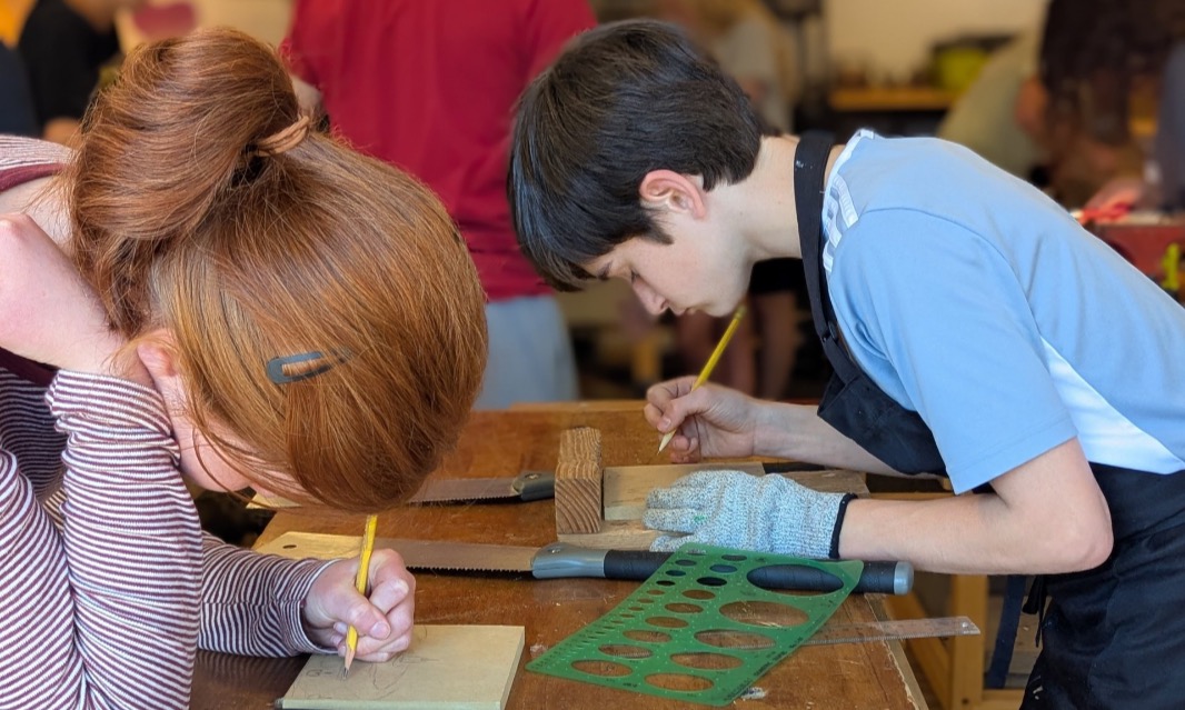 woodworking students