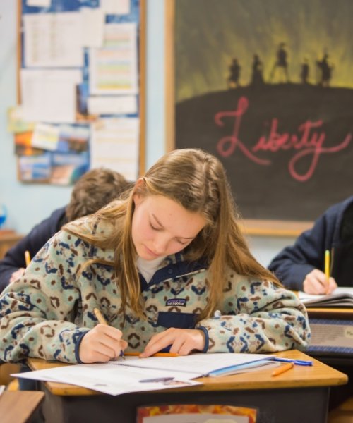 student in classroom